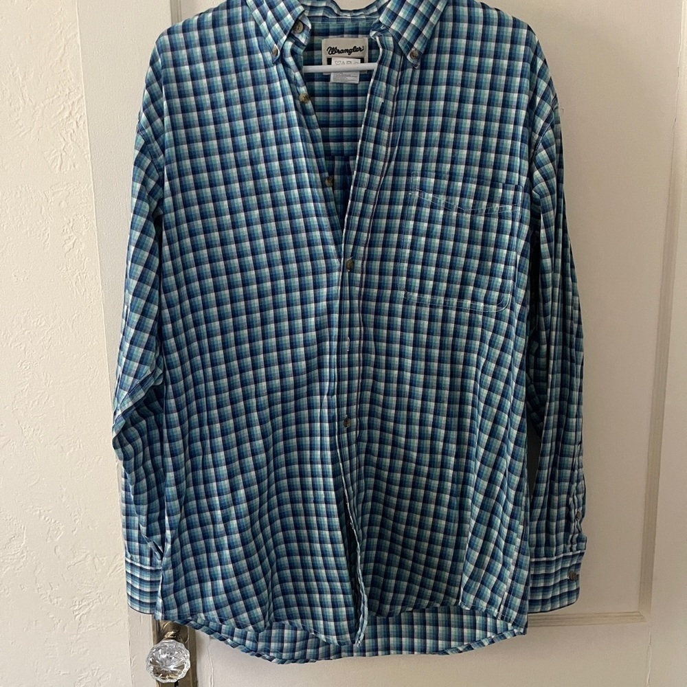 Vintage Wrangler Rita Long Sleeve Plaid Button Down Shirt Menβs Size Medium